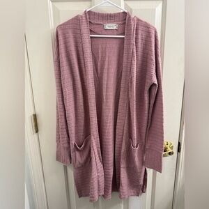 Pink Rose Pink Cardigan Sweater Lightweight Open-Front